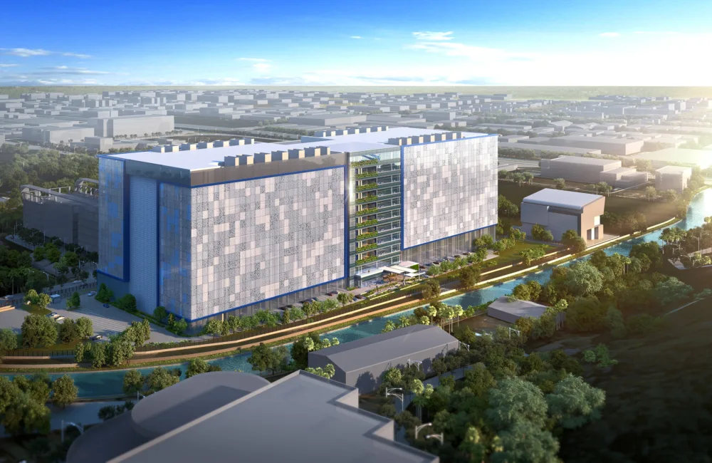 External CGI of building façade in a city area