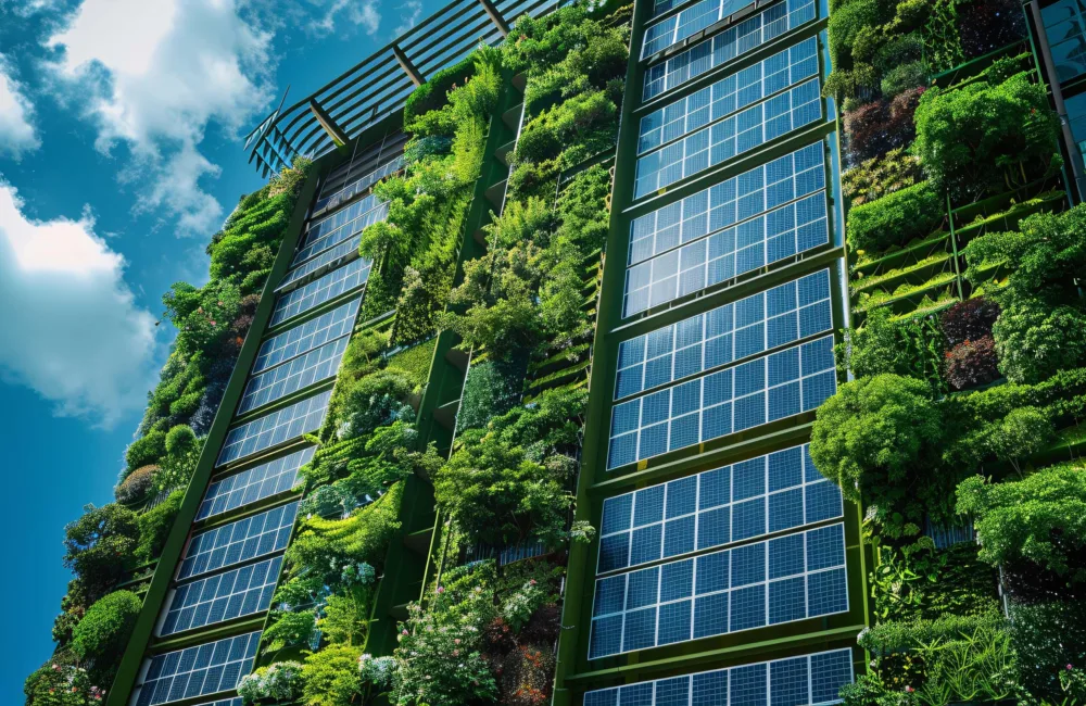 Green building with solar panels