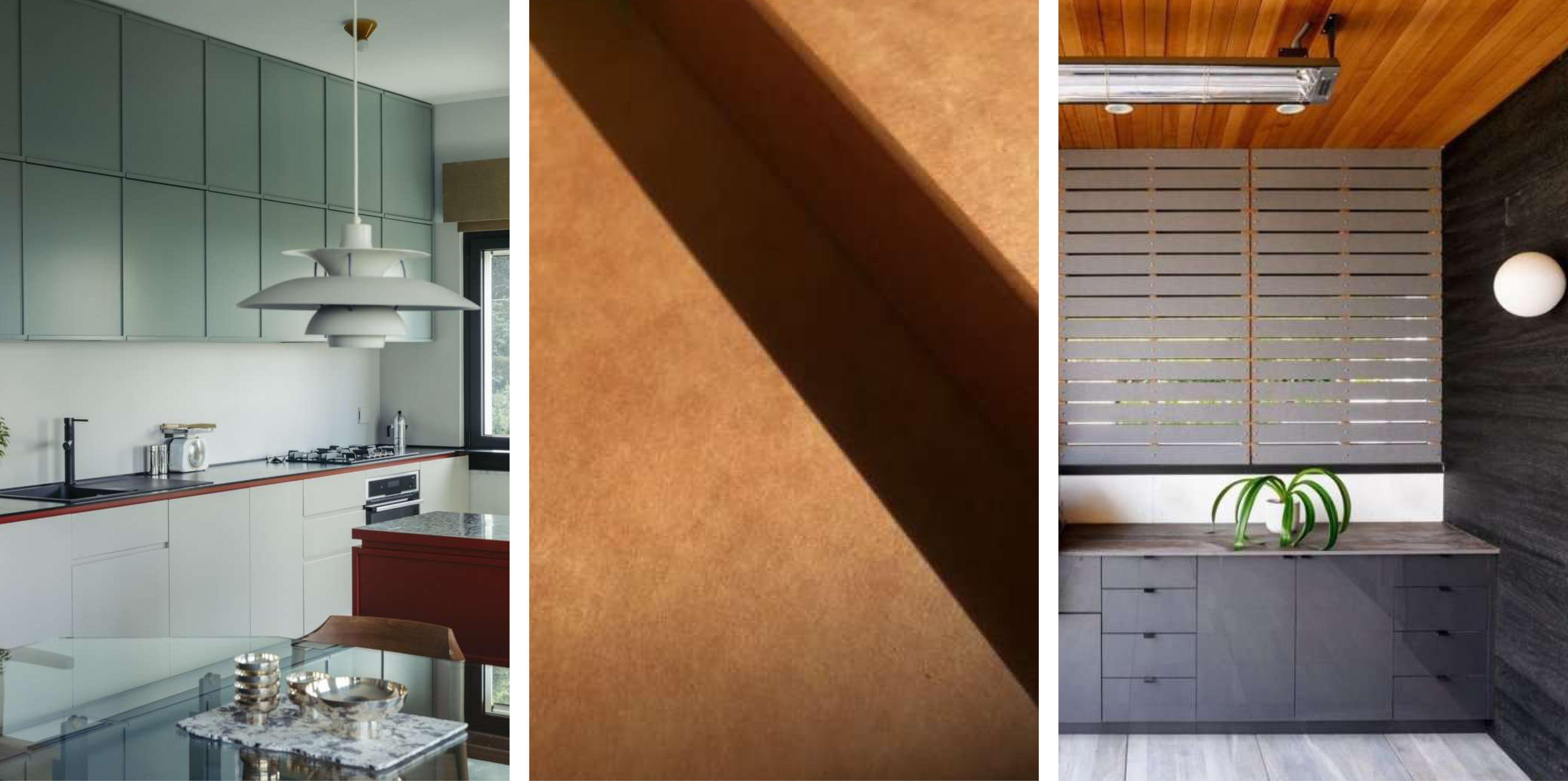 A collage of photos showing PaperStone® surfaces