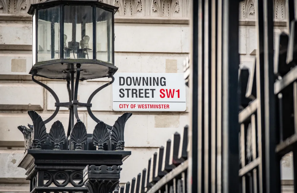 Downing Street sign, location of 10 Downing Street SW1