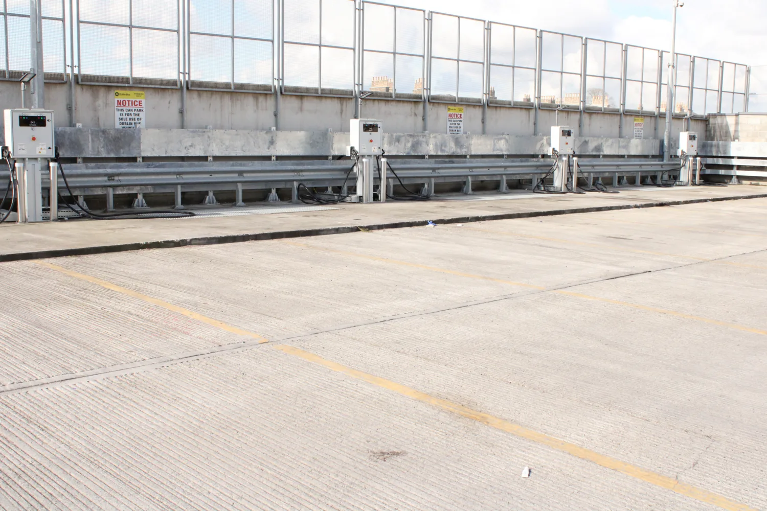 Large areas of the concrete yard allow ducting trenches and junction boxes for pulling cables