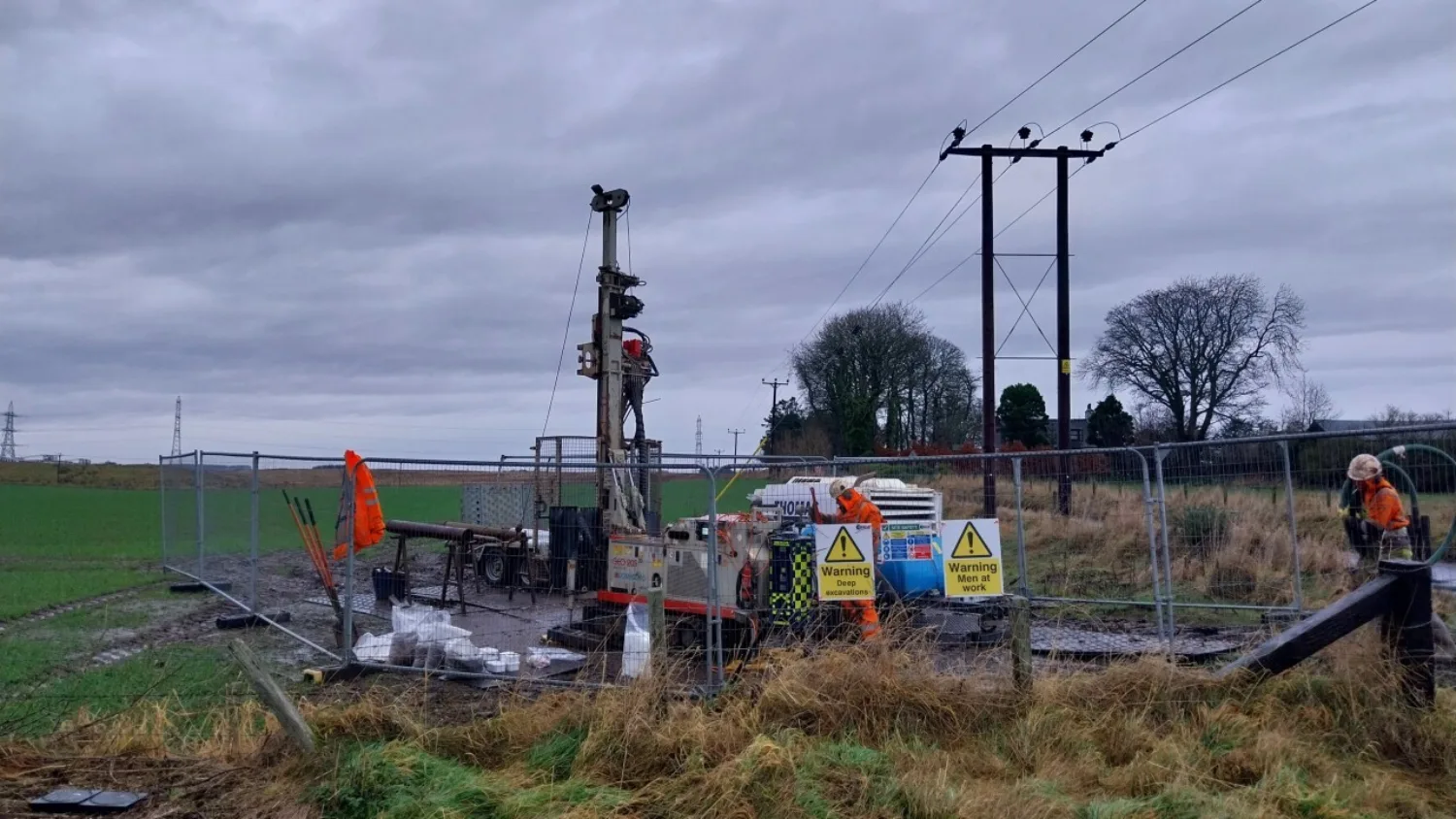 Field with ground works investigation
