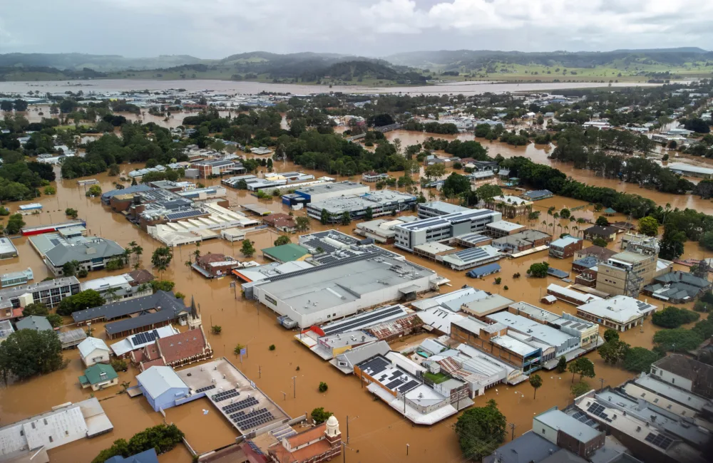 Floodwaters in the city of Lismore NSW Australia 2022