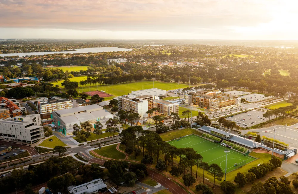 Aerial view, artist's impression of the completed Greater Curtin University Masterplan.