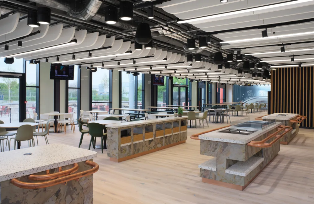Open plan cafeteria space in the Cadent Gas complex