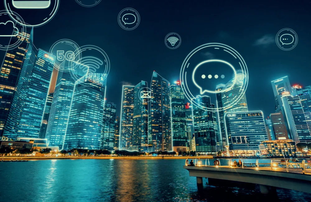 smart digital city with globalization abstract graphic showing connection network