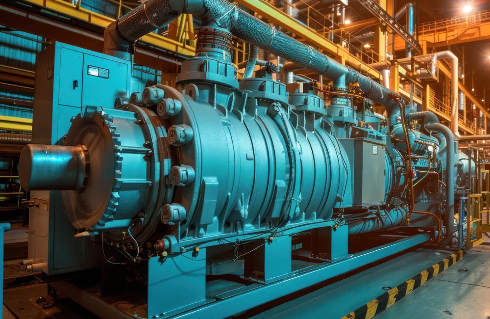 generator in a room with lots of pipes