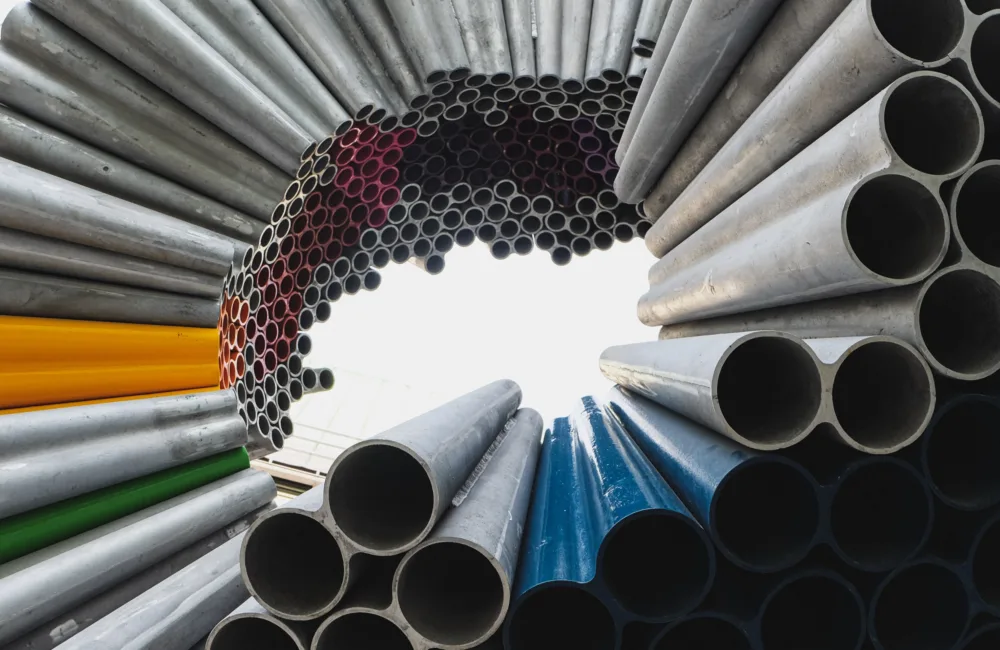 Metal piping in a circular formation