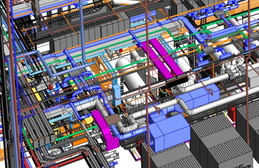 A detailed computer generated image of services within a building
