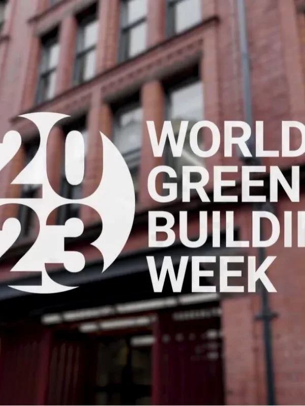 opening video screen showing Cundall Manchester office and the World Green Building week logo