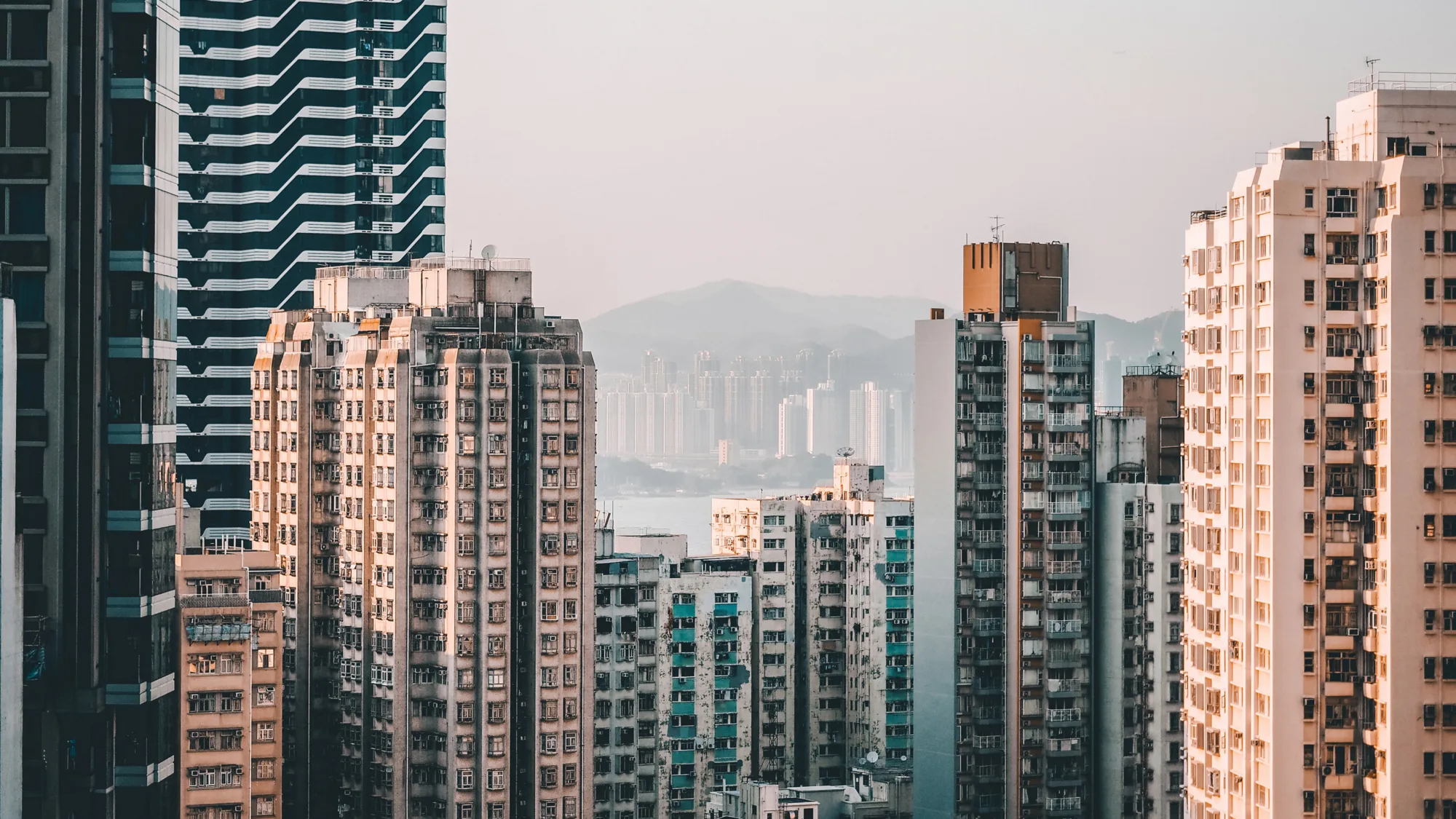 Hong Kong Skyline showing old buildings