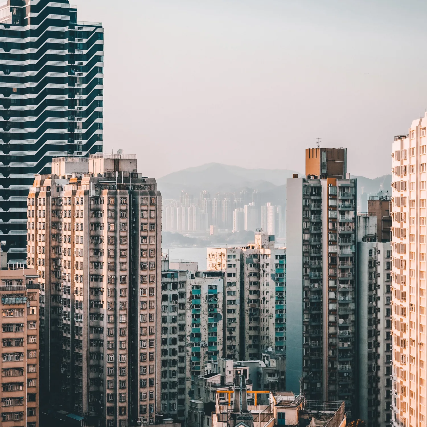 Hong Kong Skyline showing old buildings