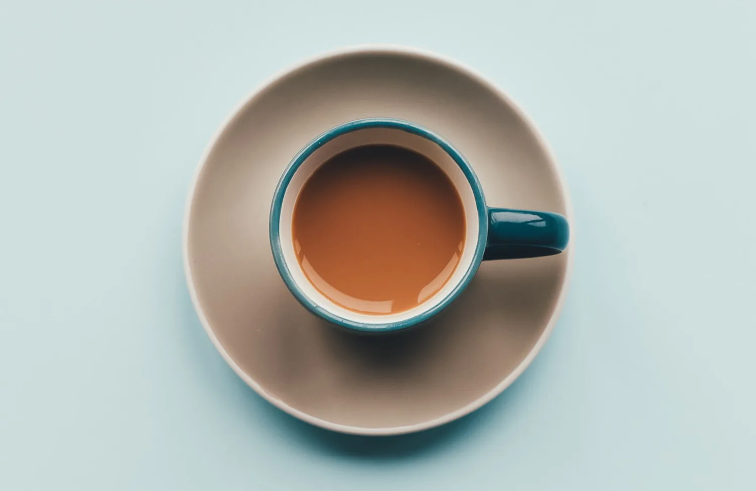 Top view of coffee on top of a saucer