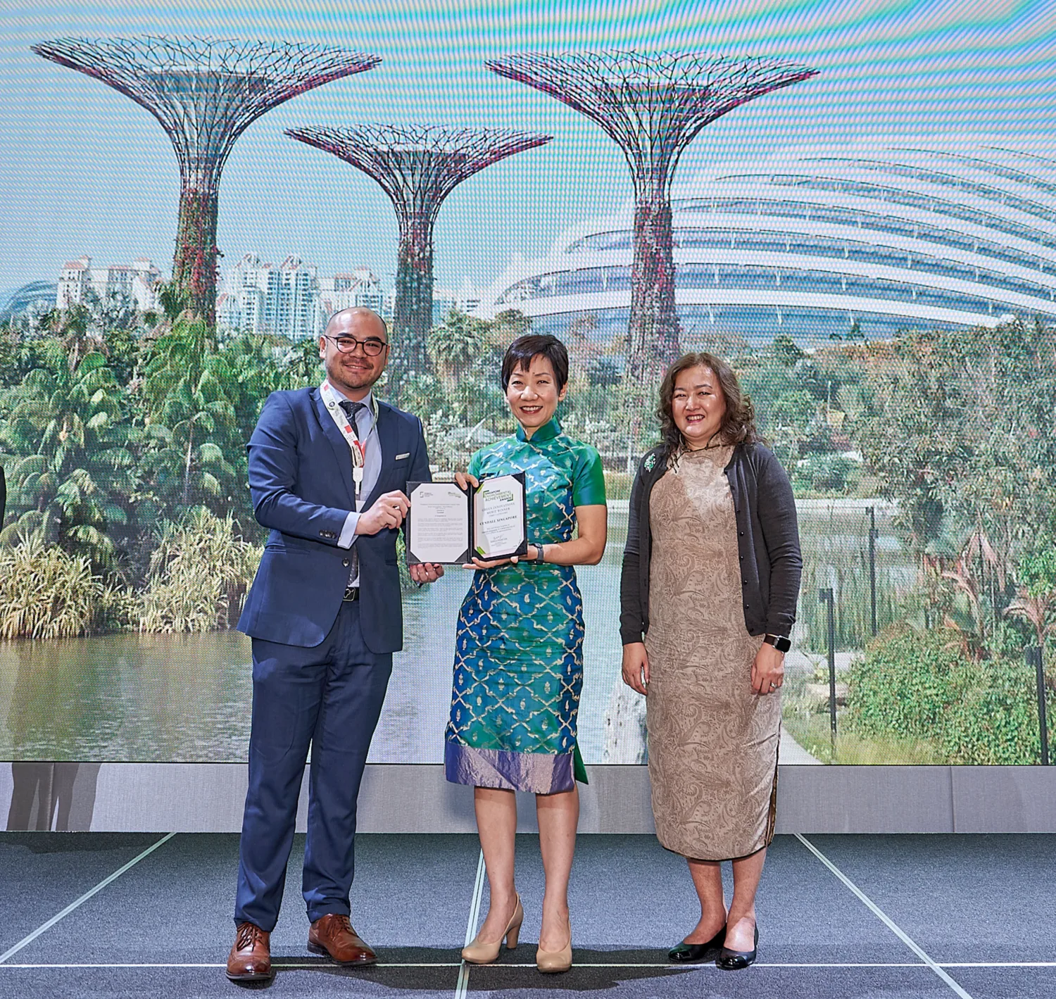 Marcus on stage accepting the Singapore Environmental Achievement Awards