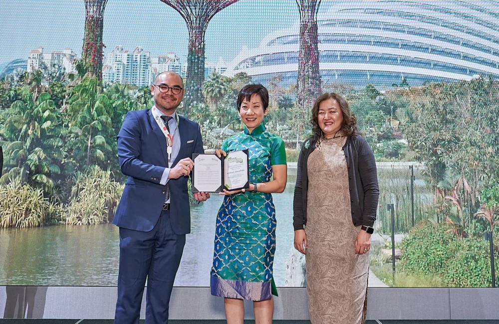 Marcus on stage accepting the Singapore Environmental Achievement Awards