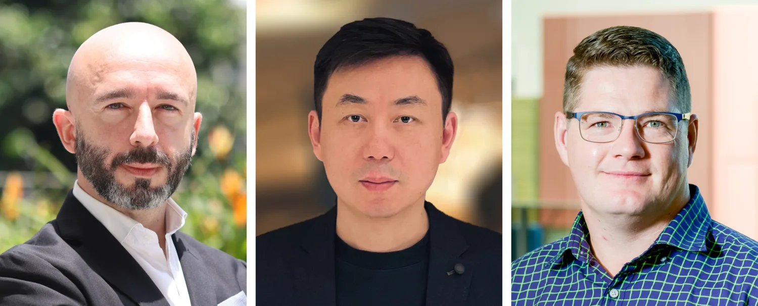 An image collage of Alex Saez, Dong Chen, and David Collins.