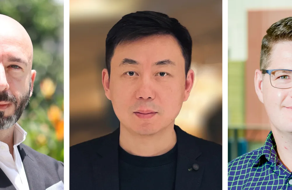 An image collage of Alex Saez, Dong Chen, and David Collins