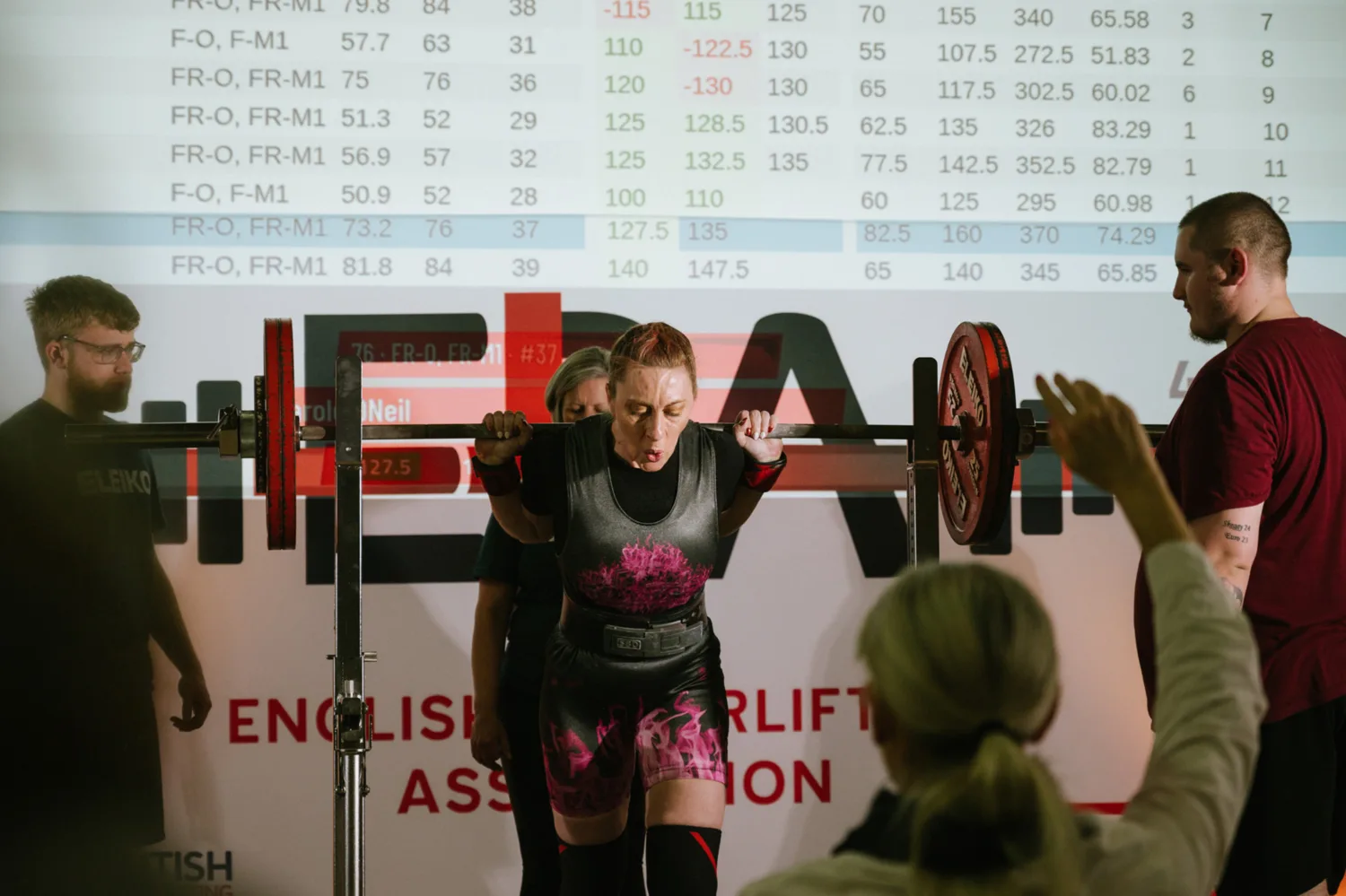 Carole O Neil  powerlifting at the English Nationals
