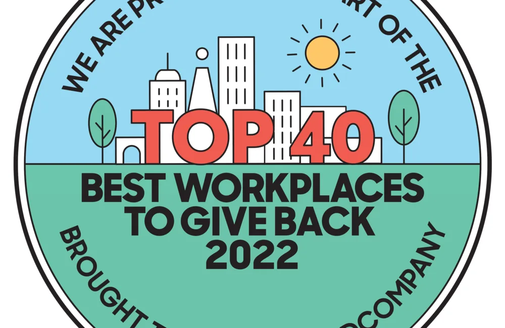 Top 40 best Workplaces to Give Back 2022 illustrated logo