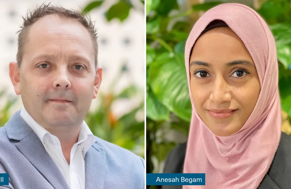Split image of Matt Marshal and Anesah Begam's headshots