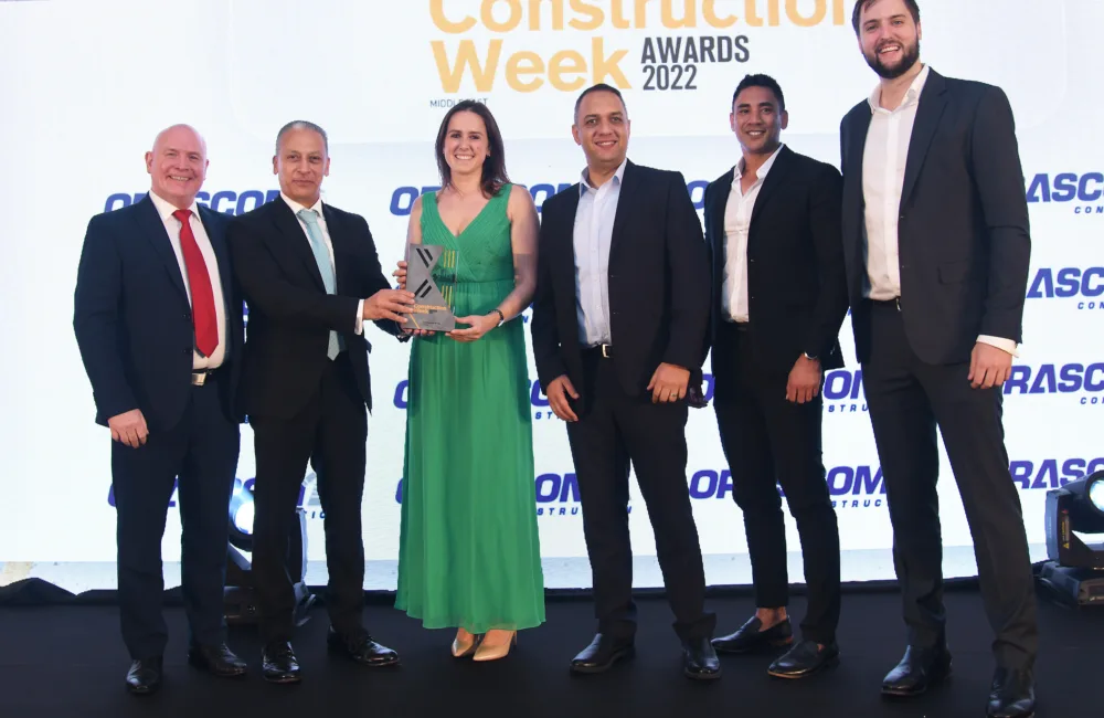 The Cundall MENA team receiving the Consultancy of the Year awards during the wards night.