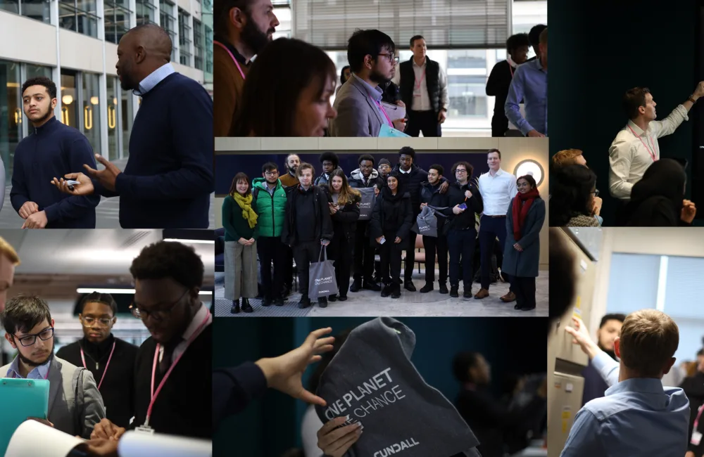 Collage of the students' visit to Marsh McLennan's UK Headquarters.