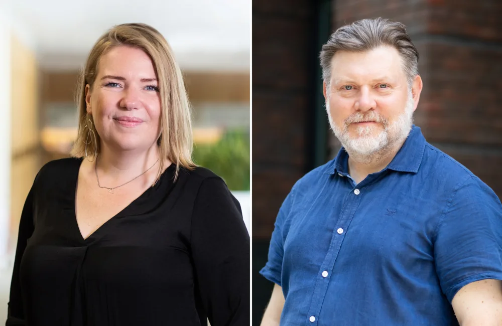 A collage of Barbara Sacha and Malcolm Howe's headshots