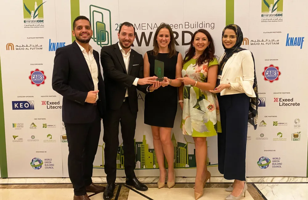 Cundall Dubai team receiving the Green Consultancy of the Year 2021 award
