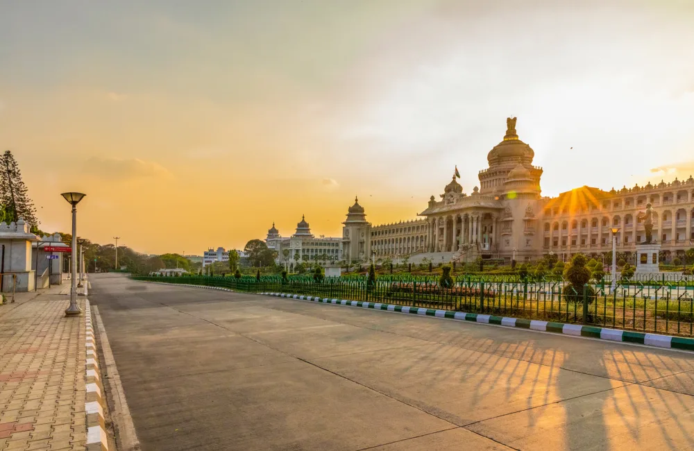 Vidhan Soudha Building in Bangalore/Bengaluru in evening sky
