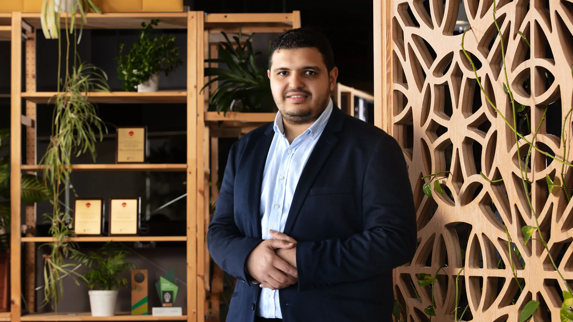 Mohamed Adbdelwahab in cundall's office lobby.