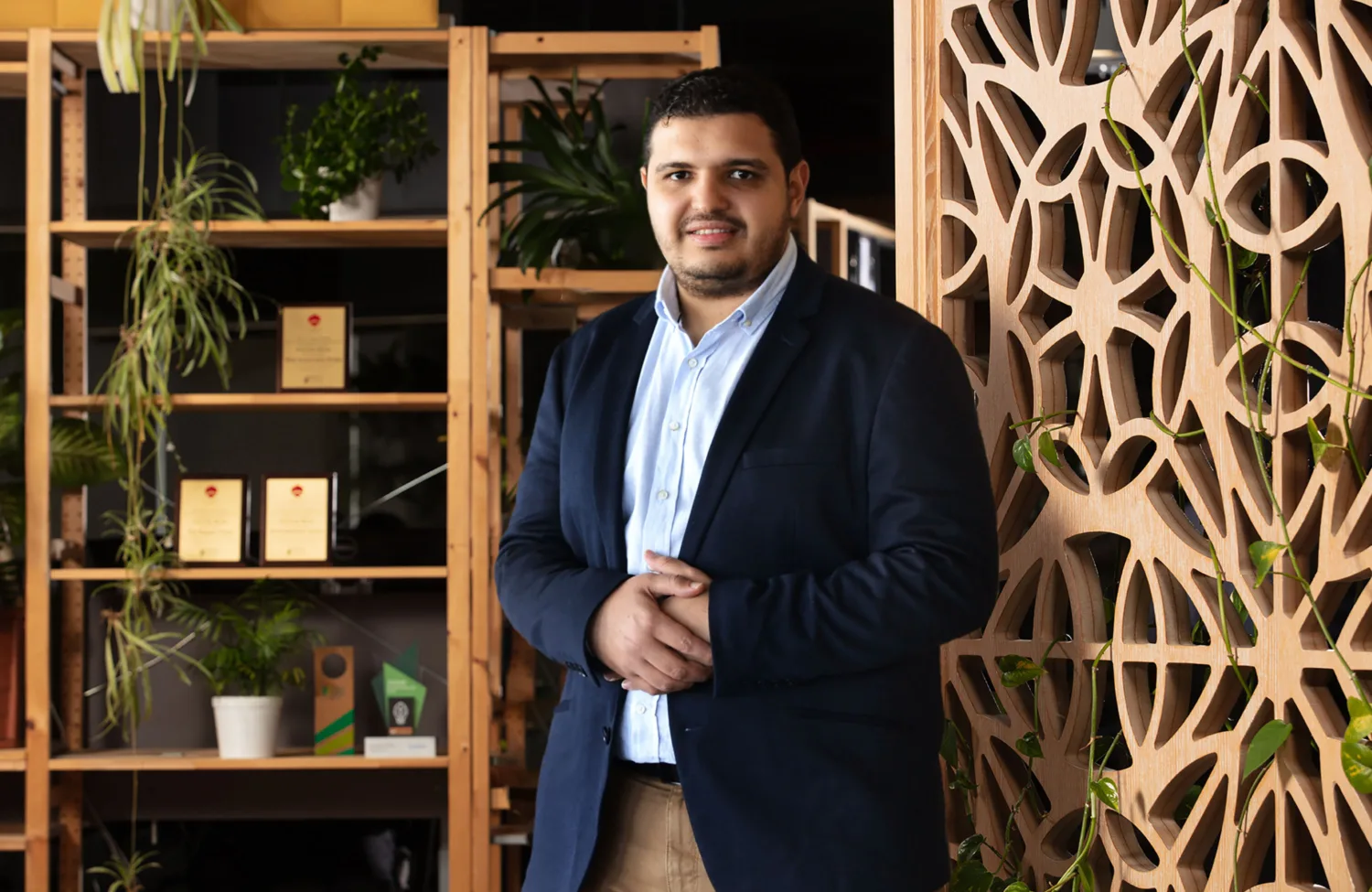 Mohamed Adbdelwahab in cundall's office lobby.