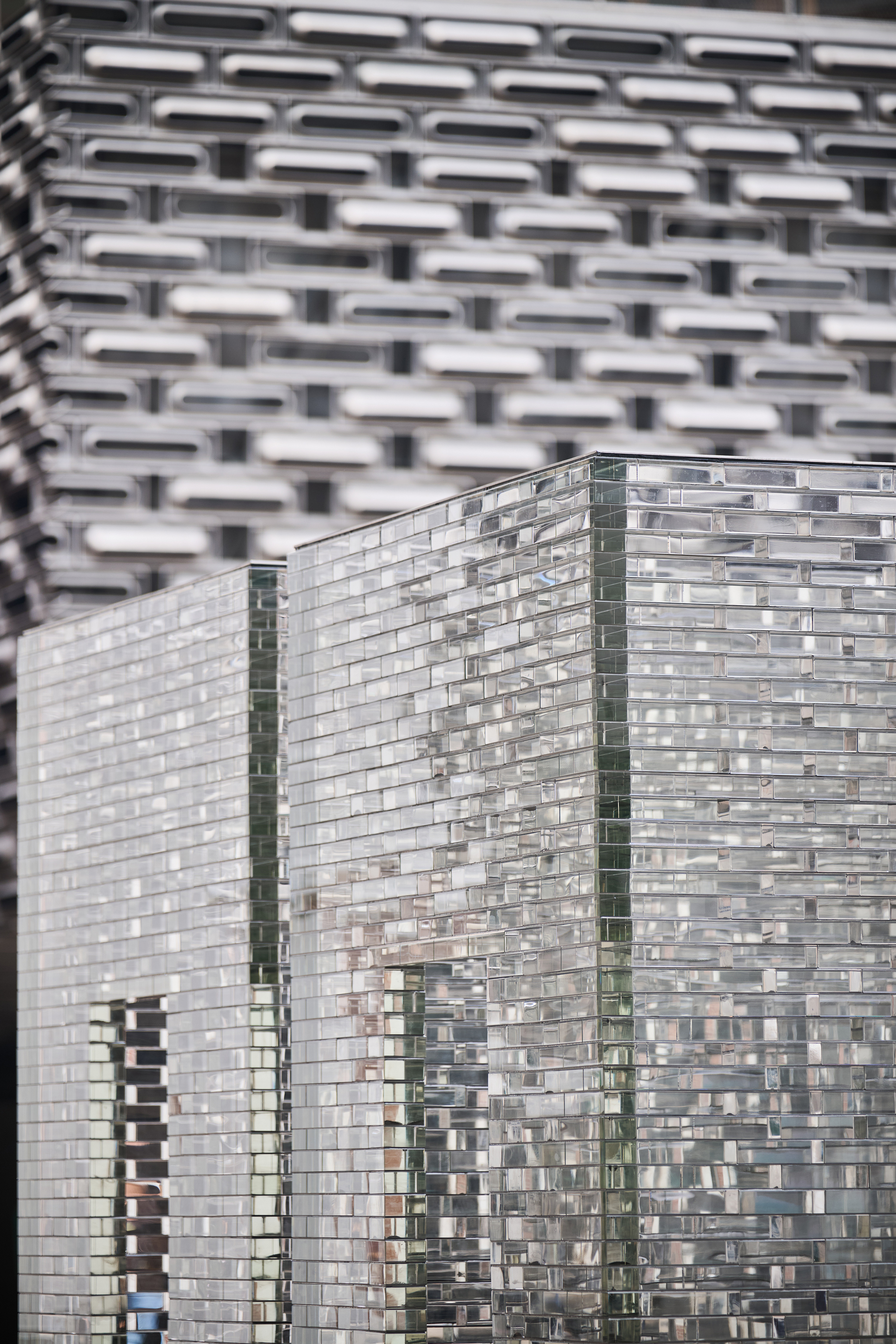 Close up photo of glass sculpture installation by artist Alicja Kwade