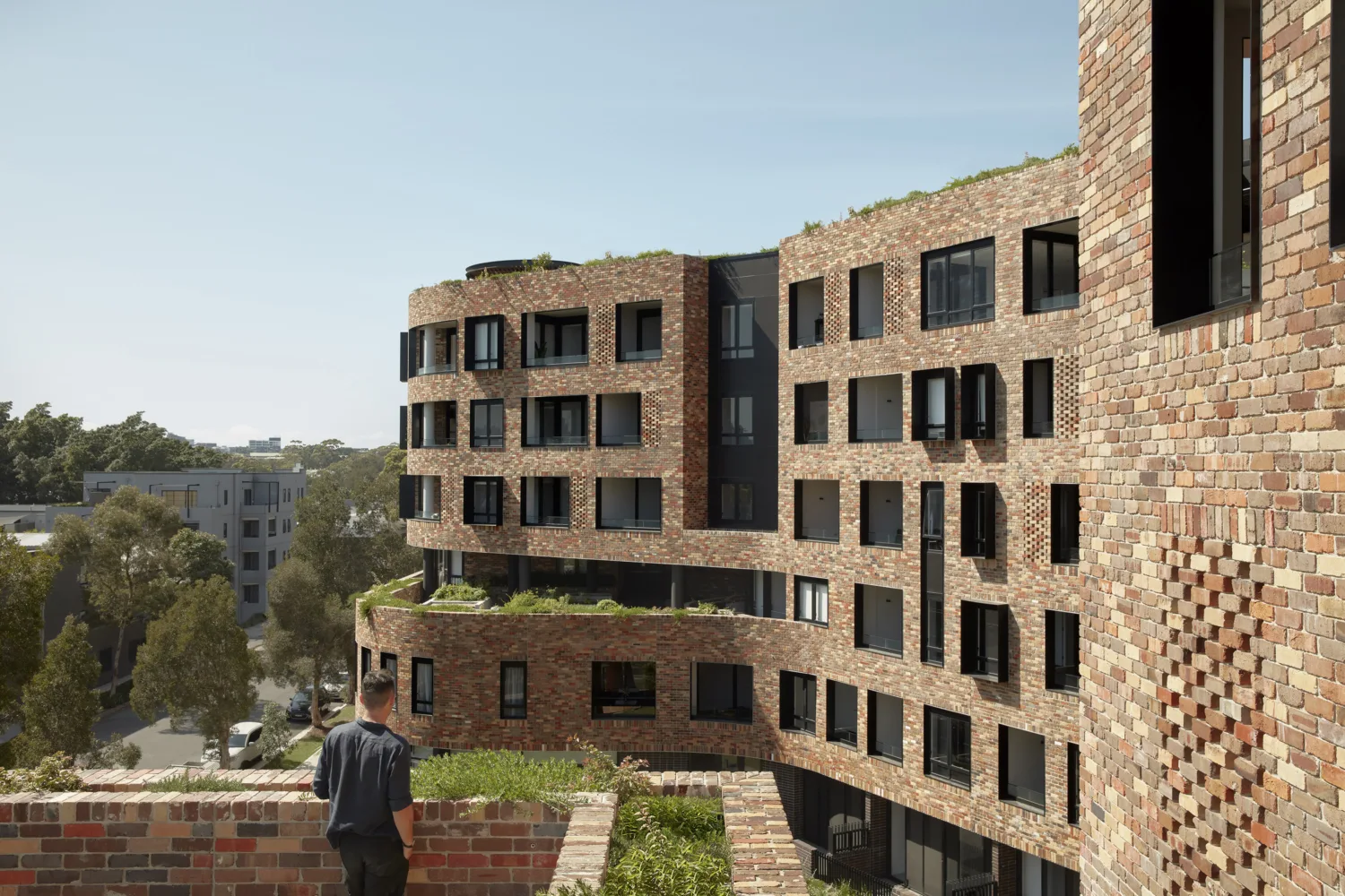 Building brickwork and window frame detailing.