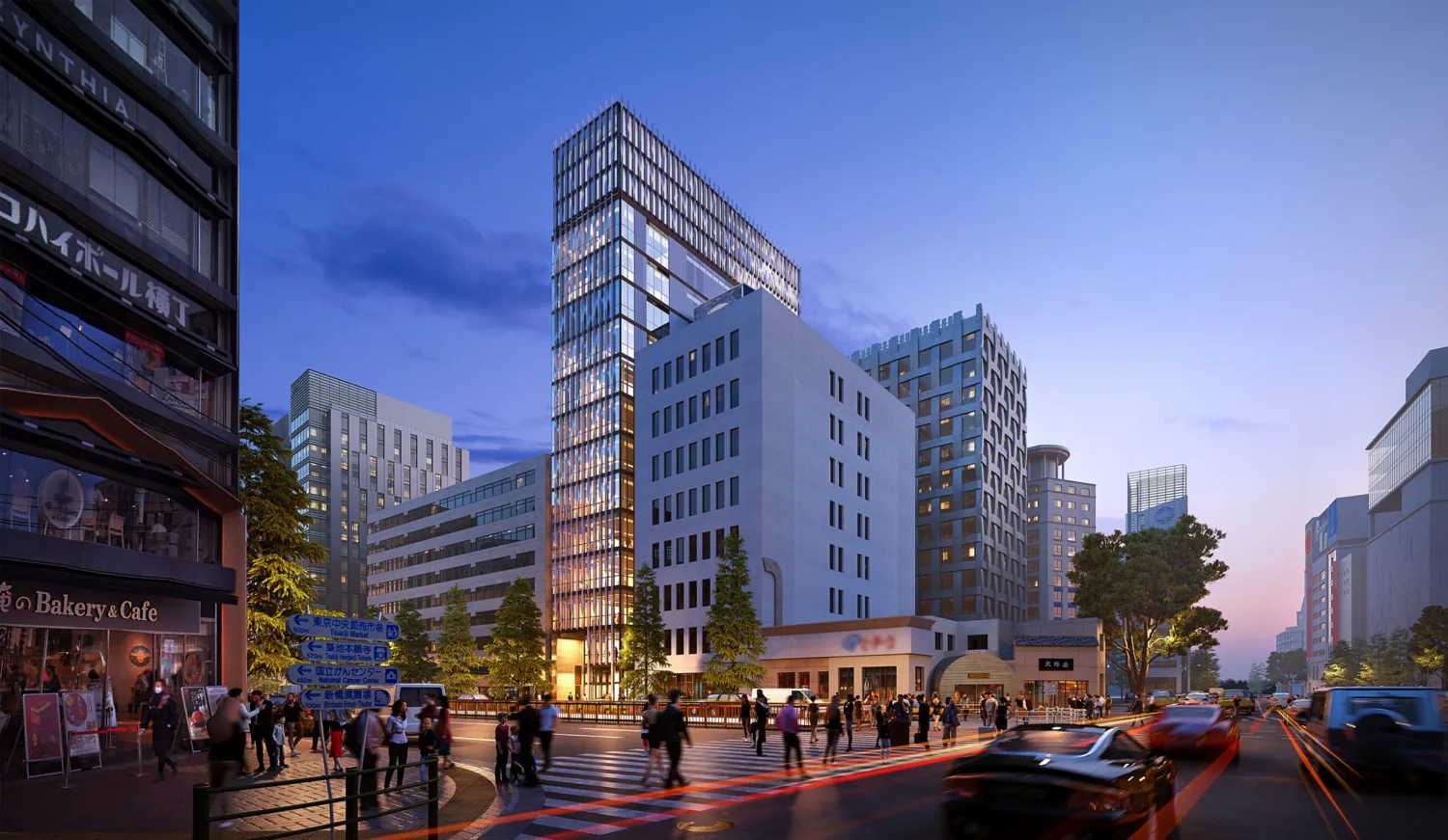Overview image of the building with exterior and lighting designs.