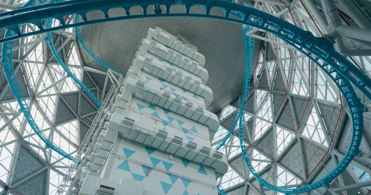 The Storm - Dubai Hills' indoor coaster inter-connected track and building