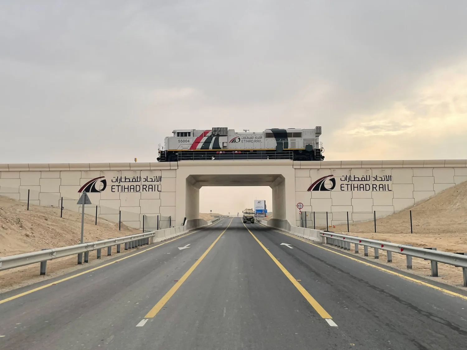 Etihad railway over road in Abu Dhabi