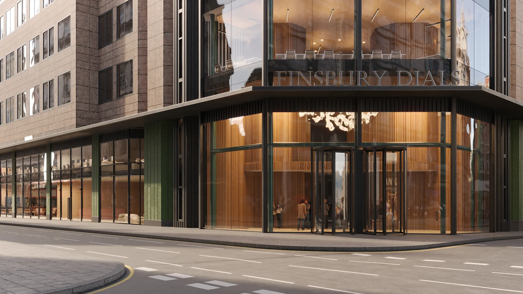 CGI from street level of Finsbury Dials entrance