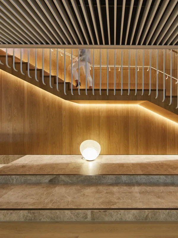 Statement staircase with bespoke lighting
