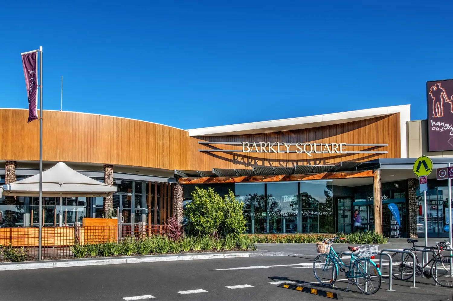 The main entrance and signage to Barkly Square Shopping Plaza from the main car park.