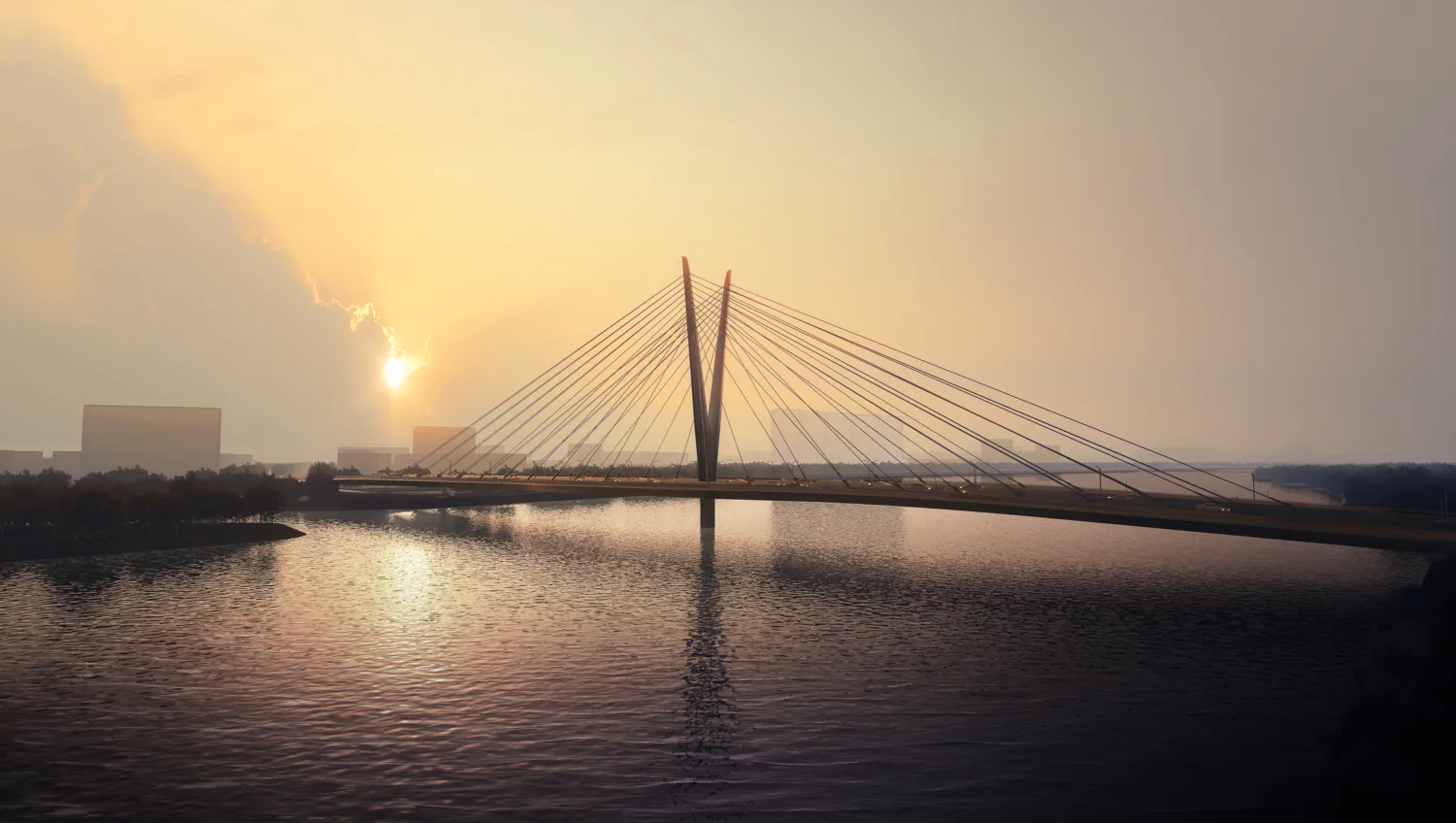 Sunset view of the bridge design