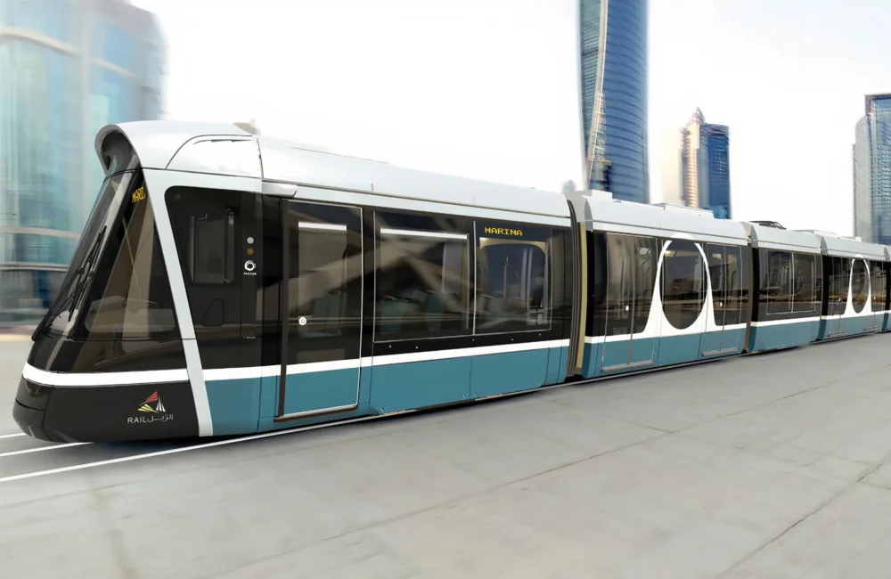 Computer Generated Image of the Lusail LRT tram.