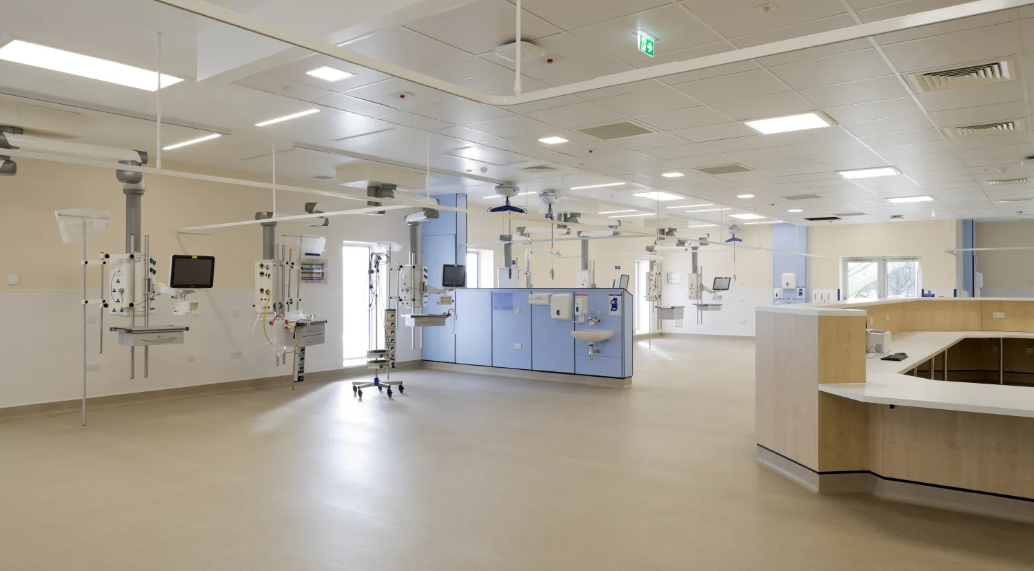 Refurbished Monklands ICU with medical equipment and reception