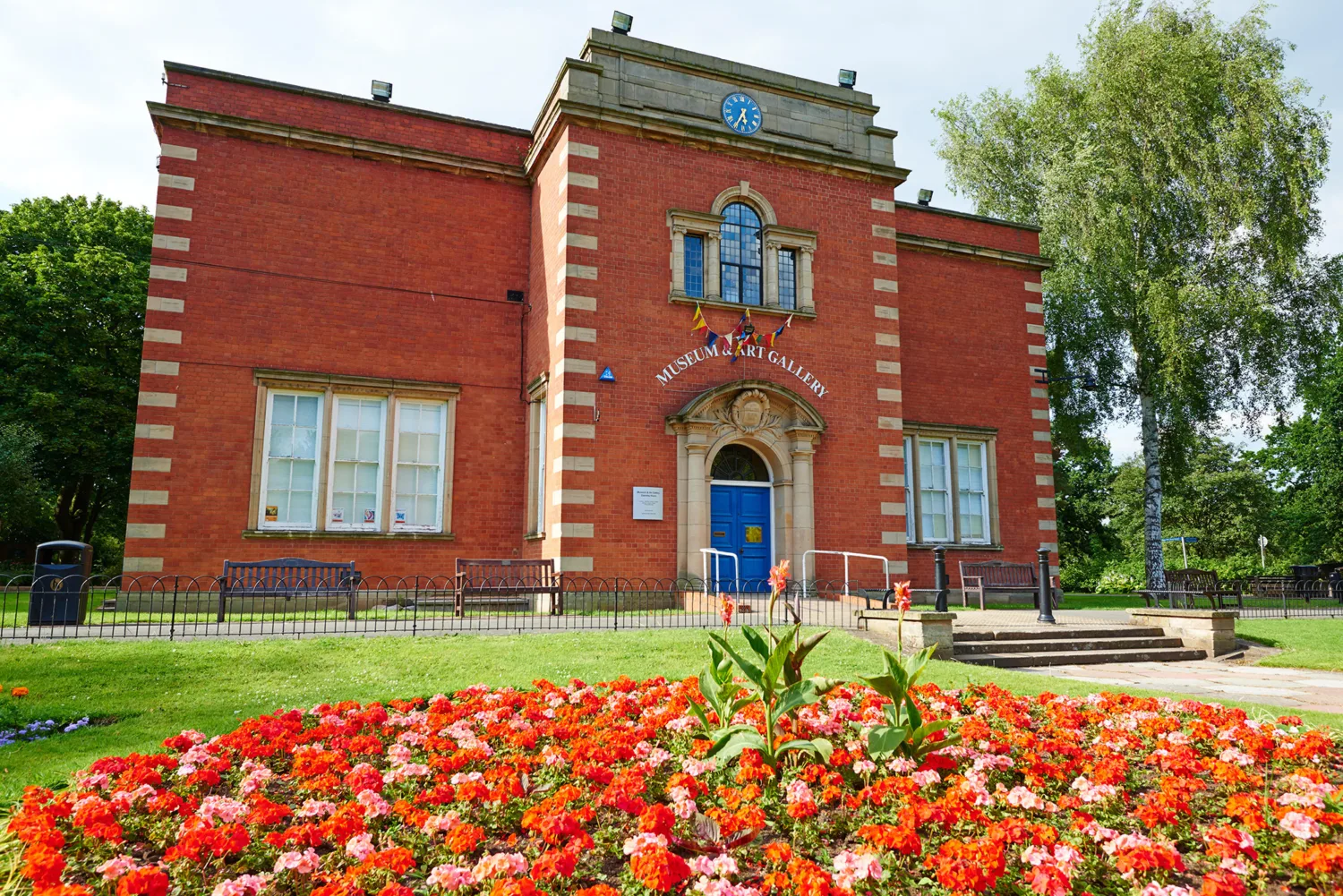 Nuneaton Museum Art Gallery from outside with planting in forefront