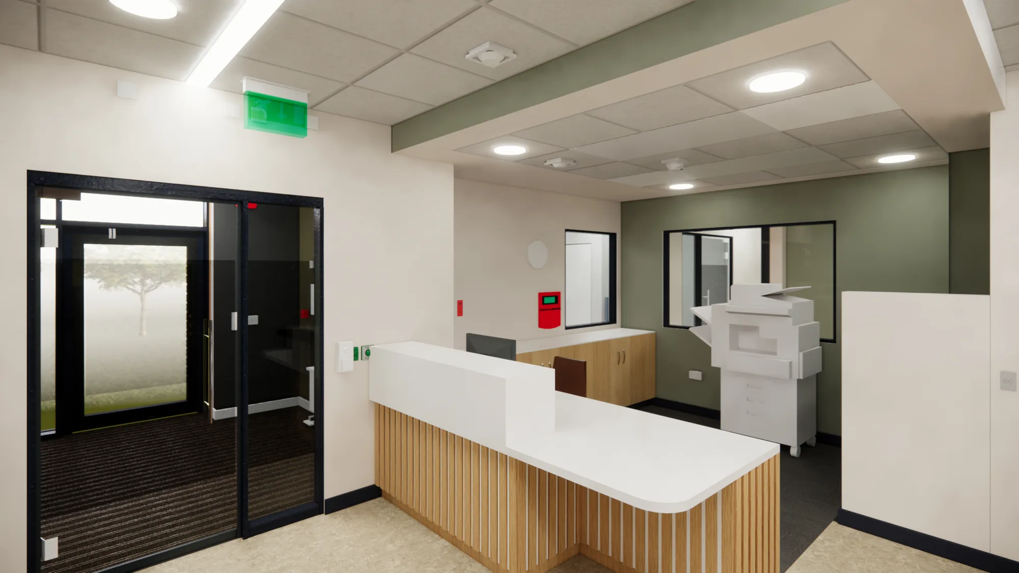 Internal shot showing reception desk
