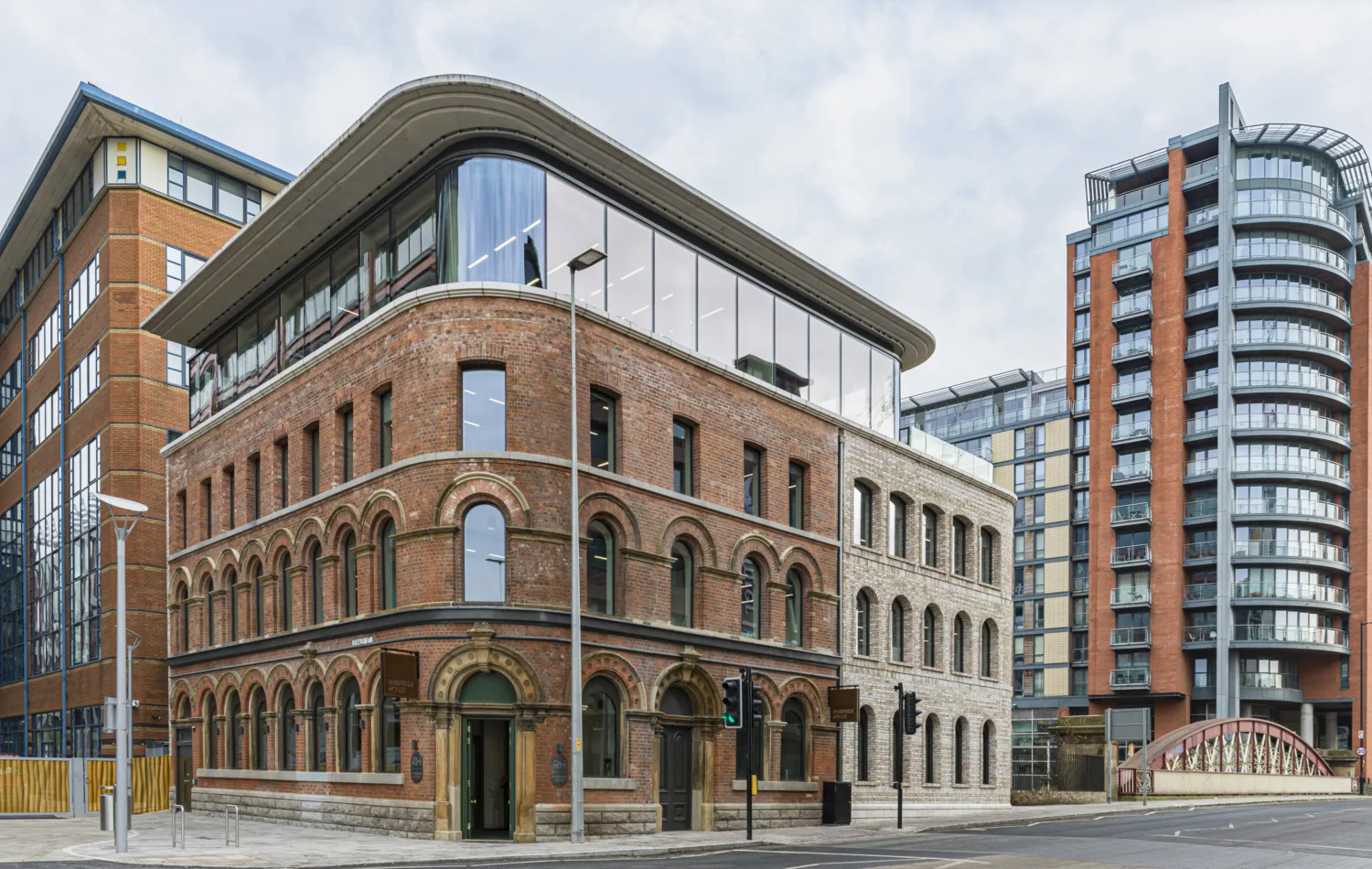 View of both existing and new façade