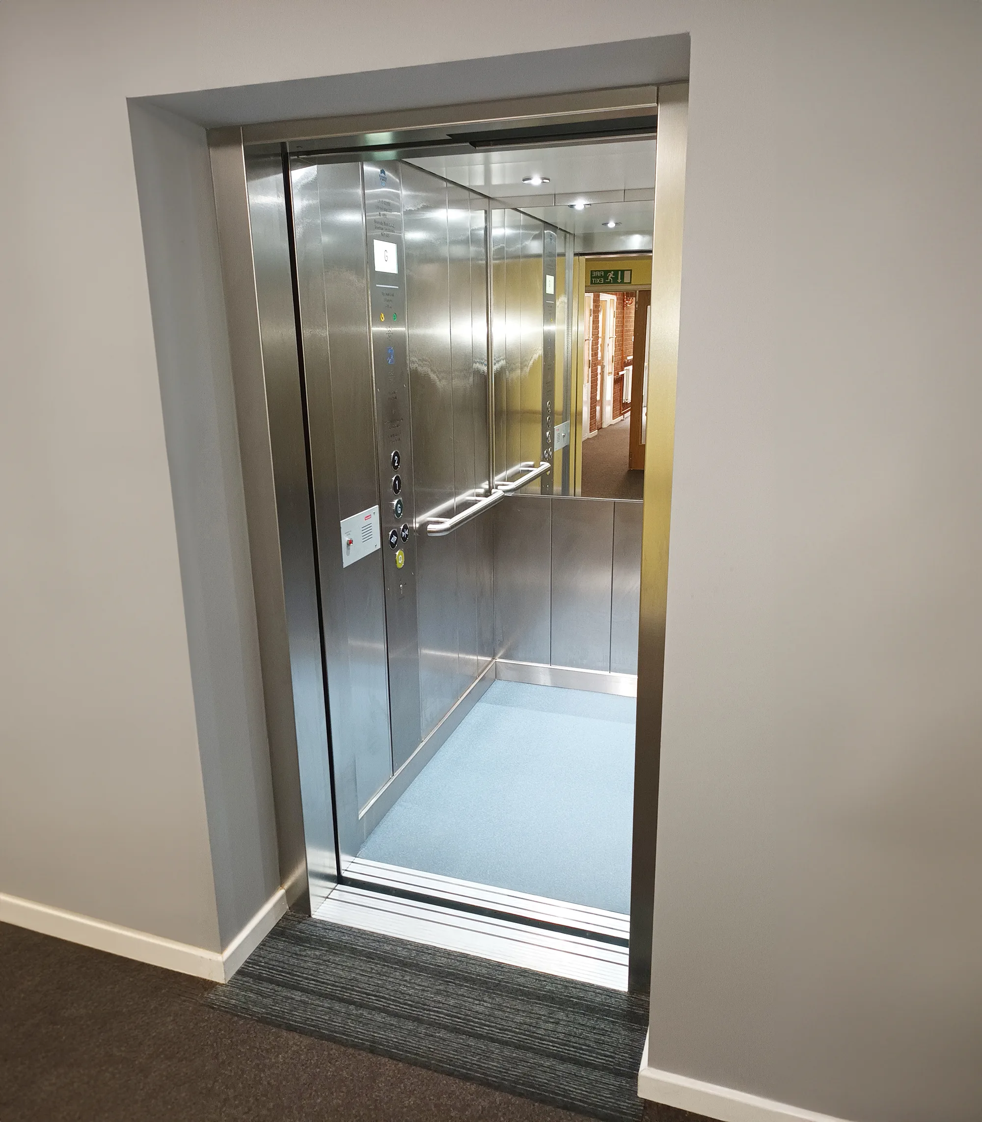 Lift open showing interior and surround