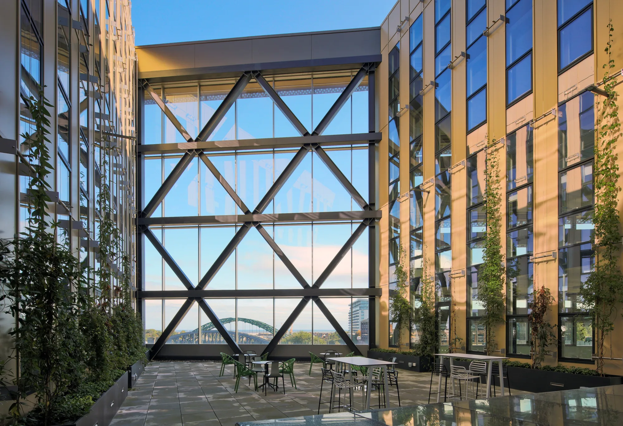 The Atrium café, with views of the Wear bridge