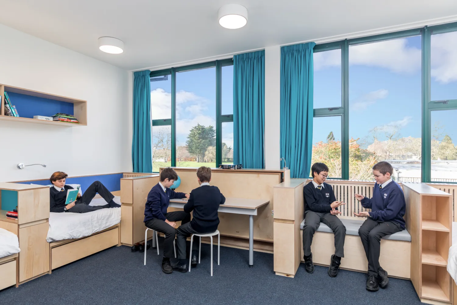 Children playing and reading in the room