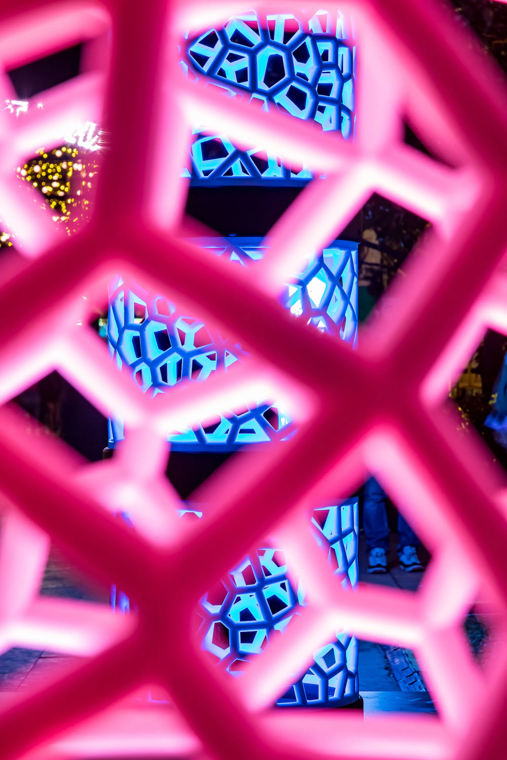 Close up of futuristic light patterns