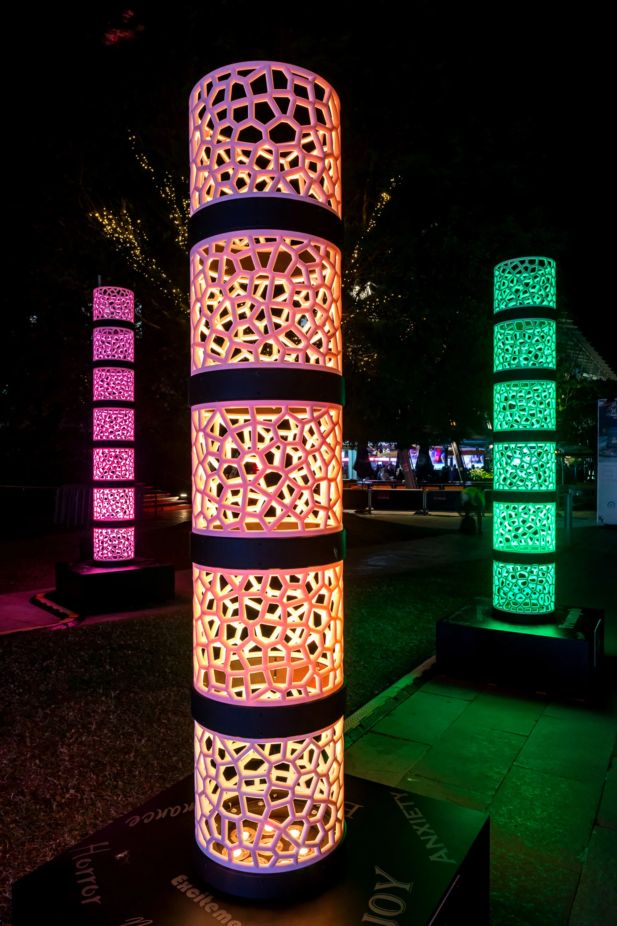 Colourful light installation in the dark